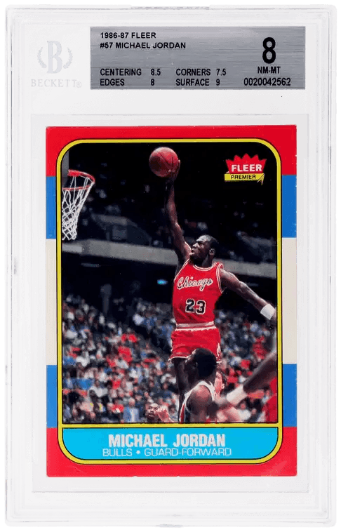 Michael Jordan 1986 Fleer Rookie — Beckett 8 NM-MT